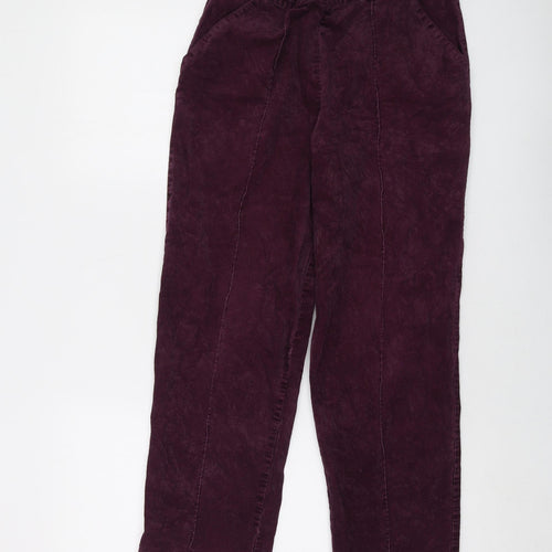 Marks and Spencer Womens Purple Cotton Trousers Size 10 L24 in Regular