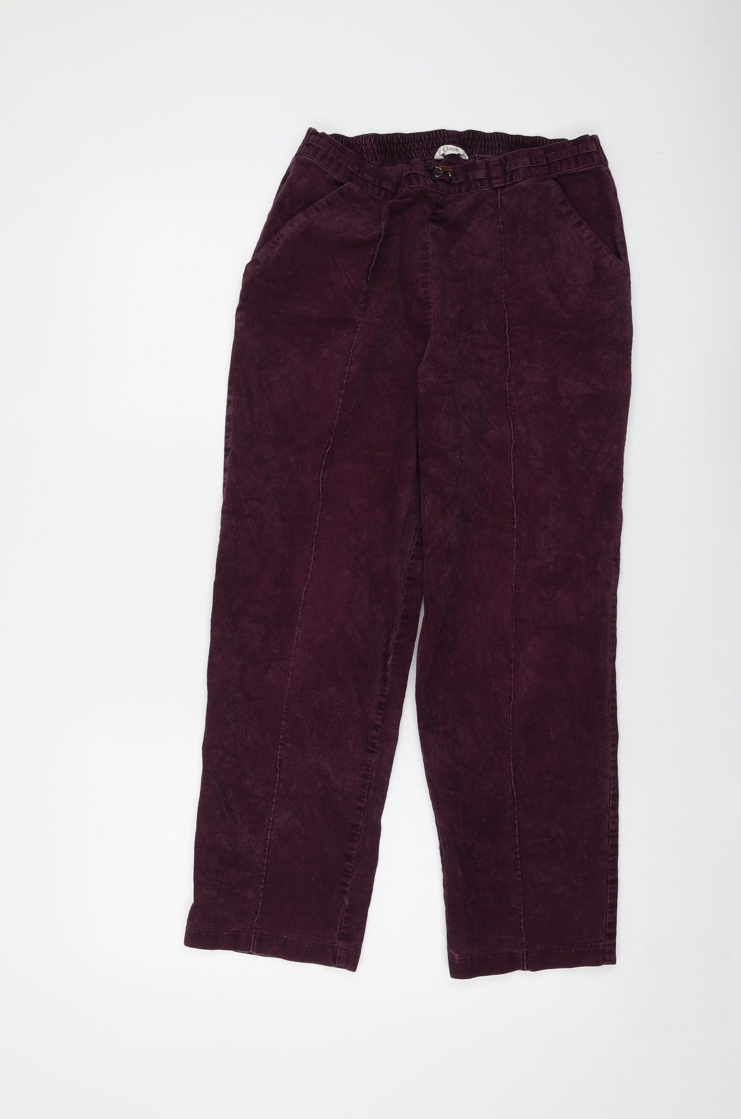 Marks and Spencer Womens Purple Cotton Trousers Size 10 L24 in Regular