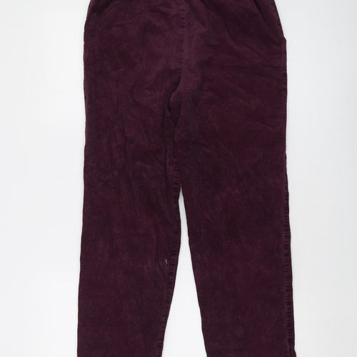 Marks and Spencer Womens Purple Cotton Trousers Size 10 L24 in Regular