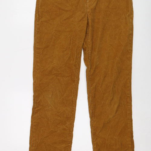 Lands' End Womens Brown Cotton Trousers Size 12 L31 in Regular Button