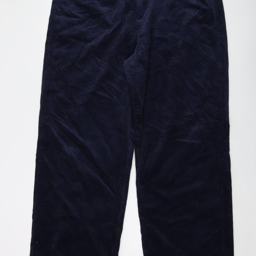 Marks and Spencer Womens Blue Cotton Trousers Size 20 L28 in Regular Button