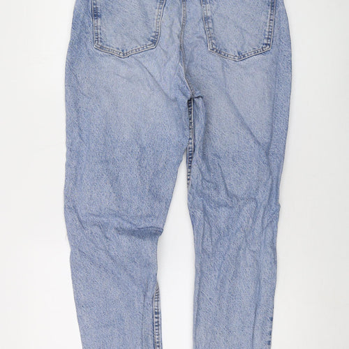 Zara Womens Blue Cotton Straight Jeans Size 12 L27 in Regular Button