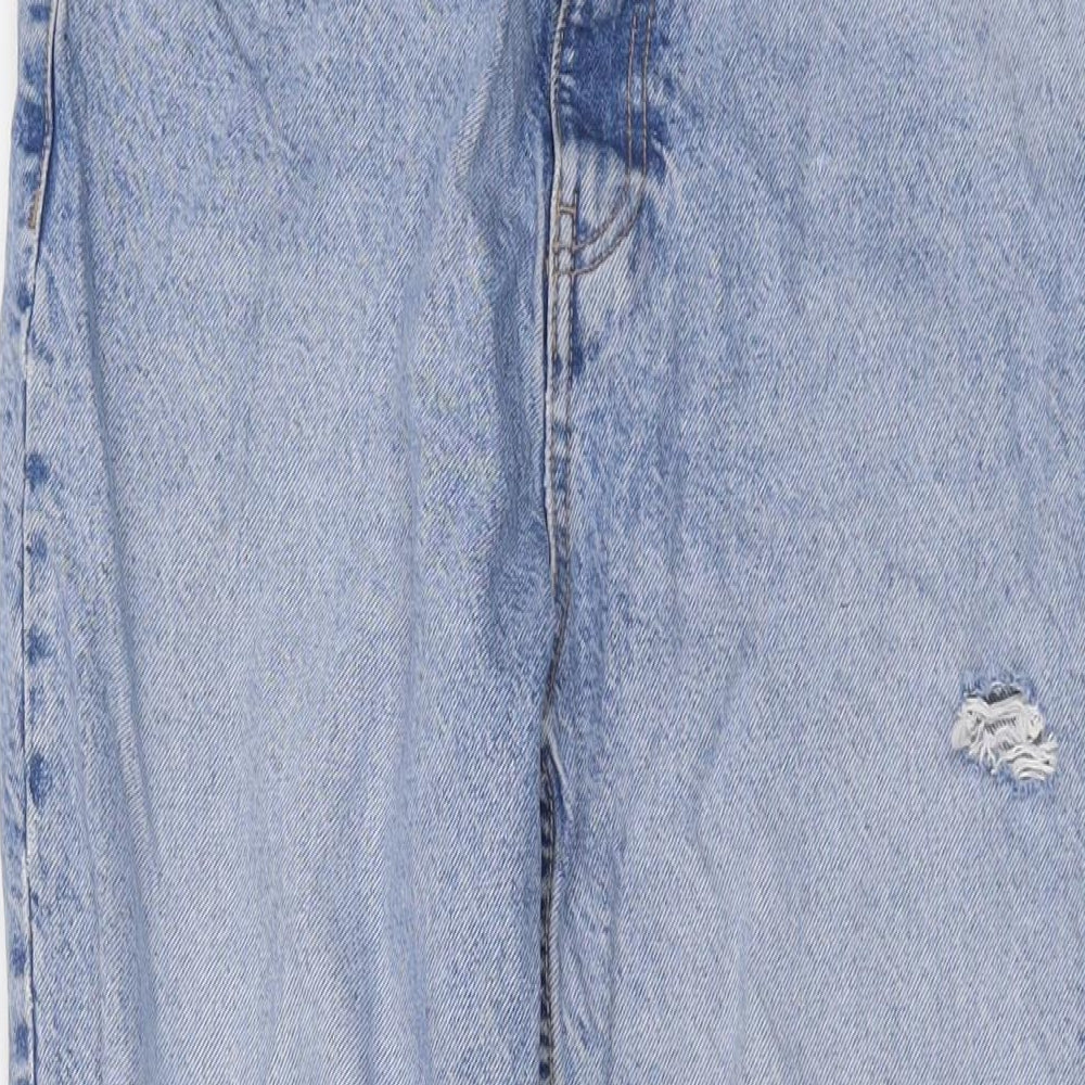 Zara Womens Blue Cotton Straight Jeans Size 12 L27 in Regular Button