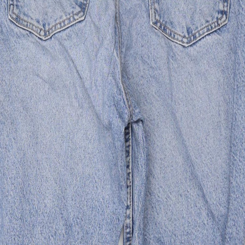 Zara Womens Blue Cotton Straight Jeans Size 12 L27 in Regular Button