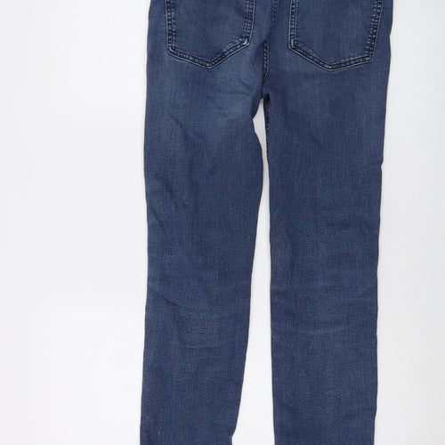 Marks and Spencer Womens Blue Cotton Straight Jeans Size 12 L27 in Regular Button