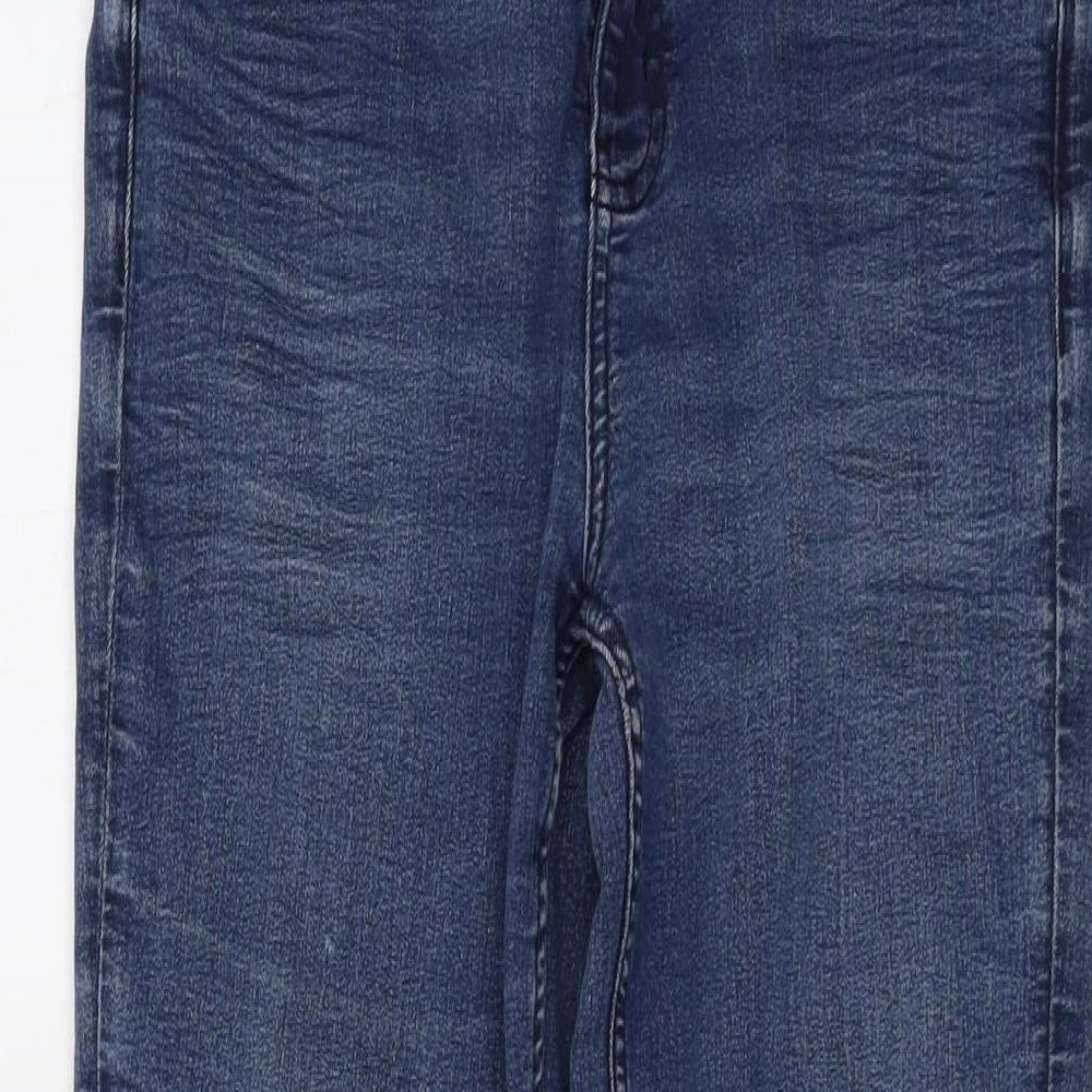 Marks and Spencer Womens Blue Cotton Straight Jeans Size 12 L27 in Regular Button