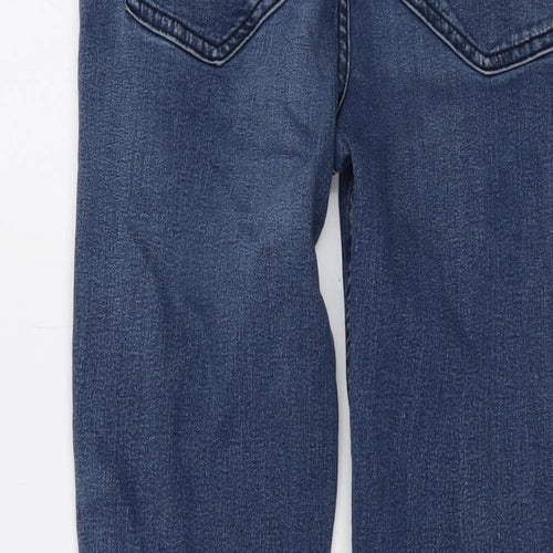 Marks and Spencer Womens Blue Cotton Straight Jeans Size 12 L27 in Regular Button