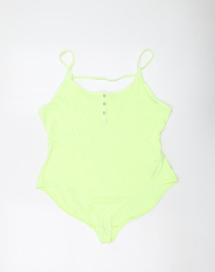 By Boutique Womens Green Cotton Bodysuit One-Piece Size XL Snap