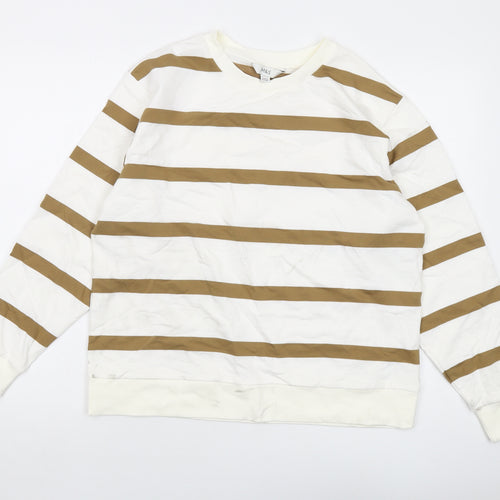 Marks and Spencer Womens White Striped Cotton Pullover Sweatshirt Size M Pullover