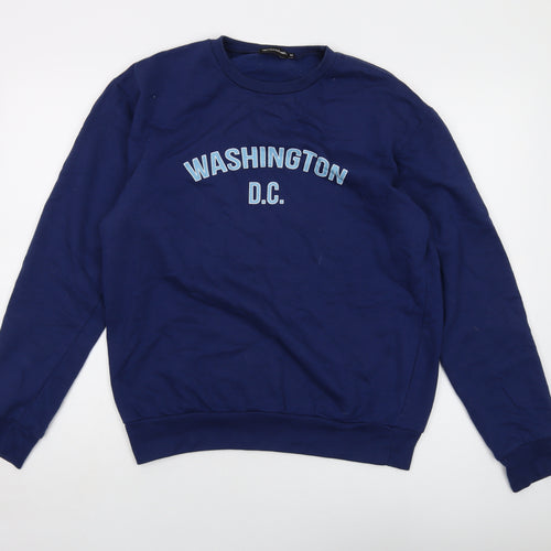 PRETTYLITTLETHING Mens Blue Cotton Pullover Sweatshirt Size M