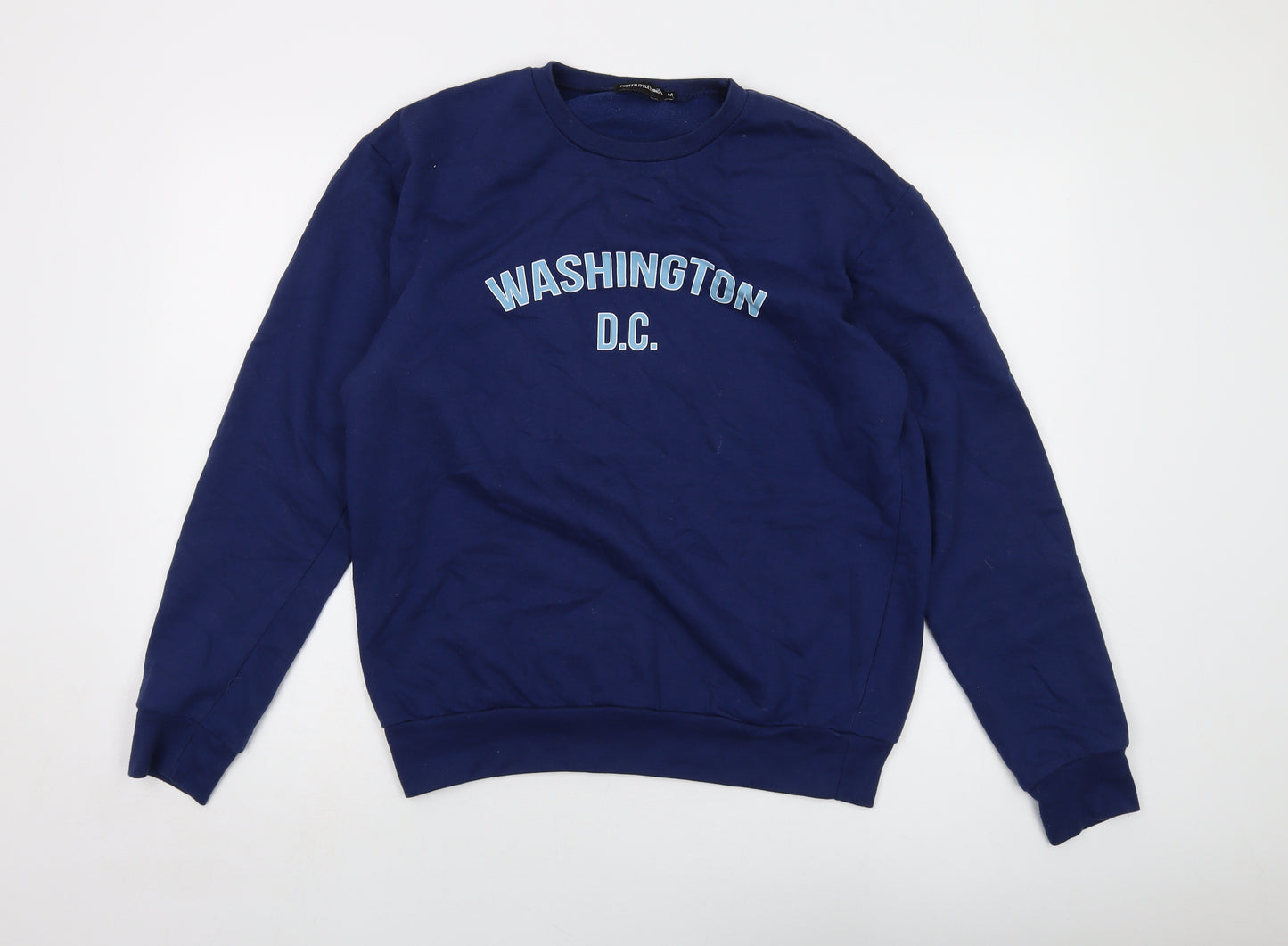 PRETTYLITTLETHING Mens Blue Cotton Pullover Sweatshirt Size M