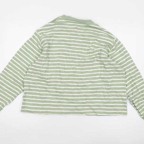 Marks and Spencer Womens Green Striped Cotton Pullover Sweatshirt Size L Pullover