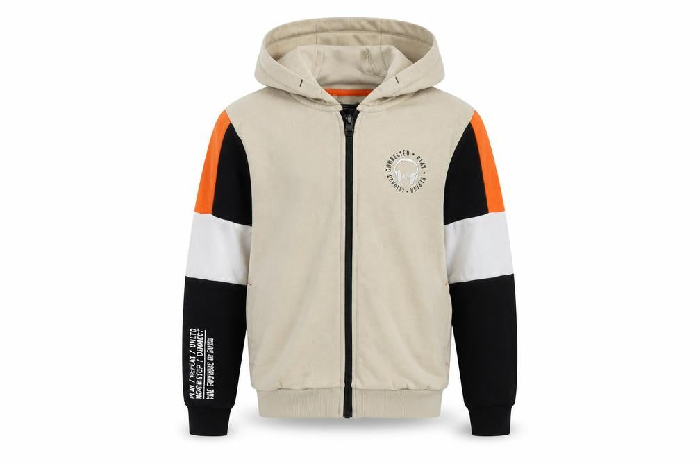 NEXT Boys Beige Cotton Full Zip Hoodie Size 7 Years Zip