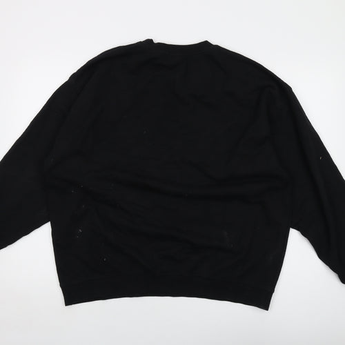 PRETTYLITTLETHING Mens Black Cotton Pullover Sweatshirt Size L