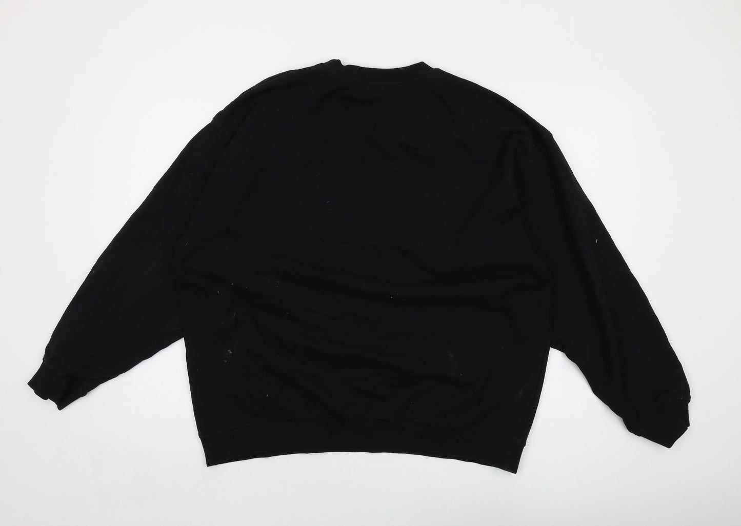 PRETTYLITTLETHING Mens Black Cotton Pullover Sweatshirt Size L