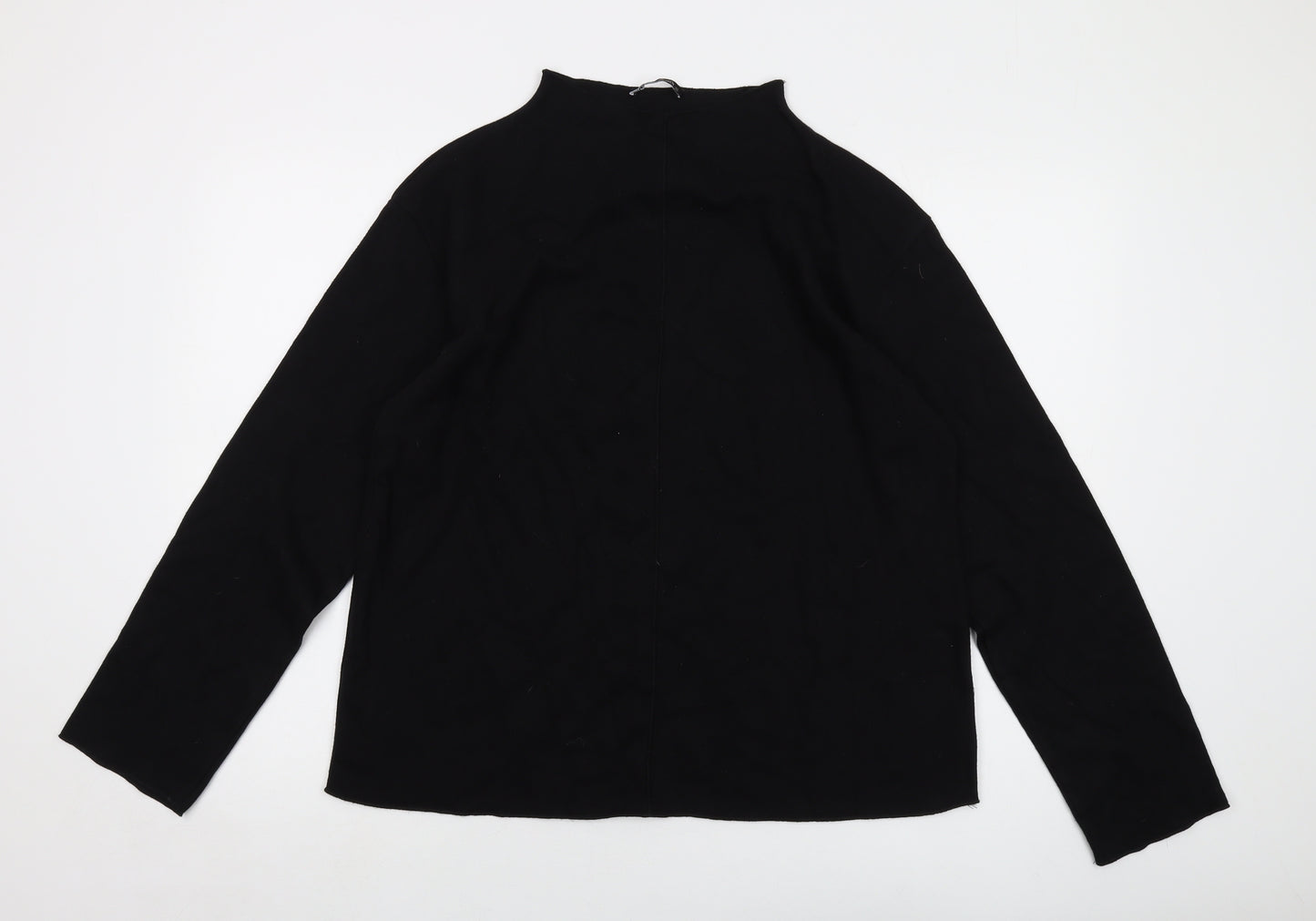 Zara Womens Black Mock Neck Cotton Pullover Jumper Size L