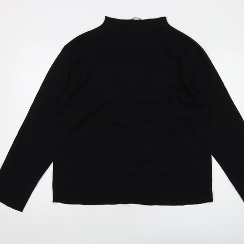 Zara Womens Black Mock Neck Cotton Pullover Jumper Size L