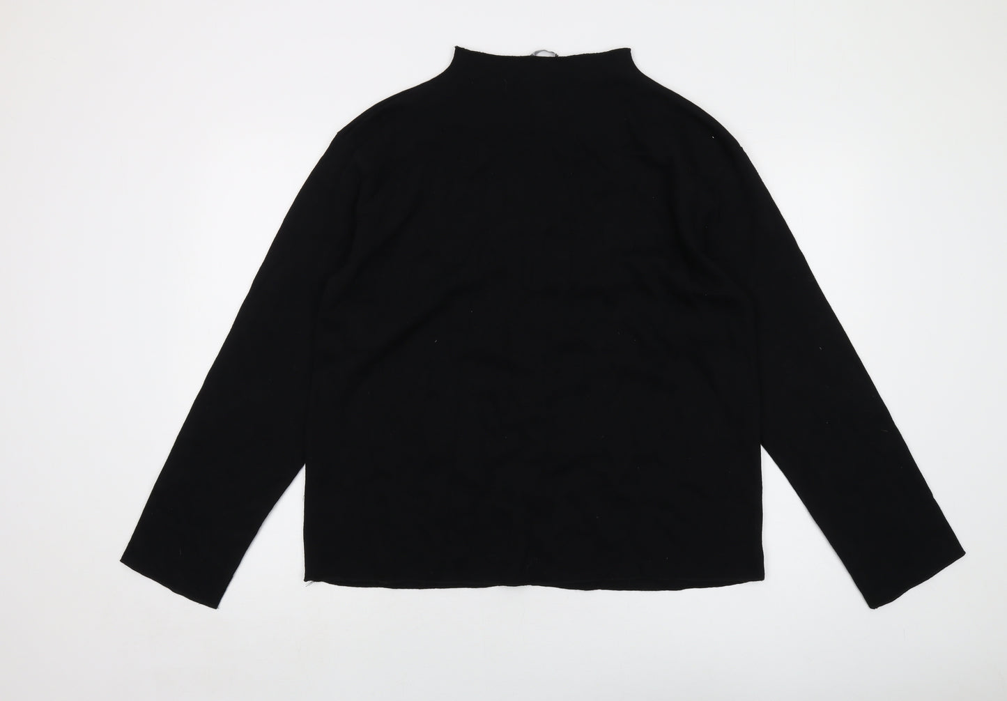 Zara Womens Black Mock Neck Cotton Pullover Jumper Size L