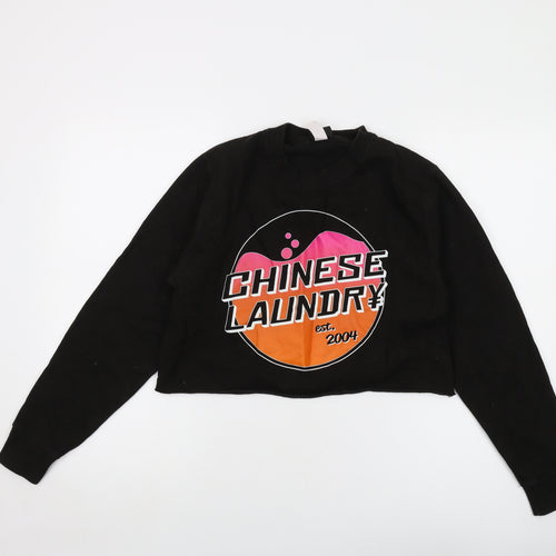 Chinese Laundry Womens Black Cotton Pullover Sweatshirt Size XS Pullover