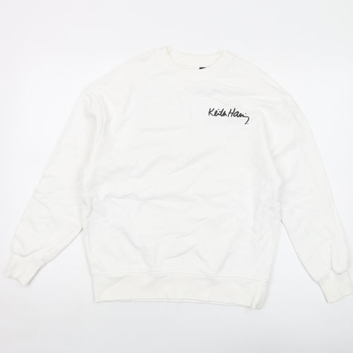Keith Haring Girls White Cotton Pullover Sweatshirt Size 11-12 Years Pullover