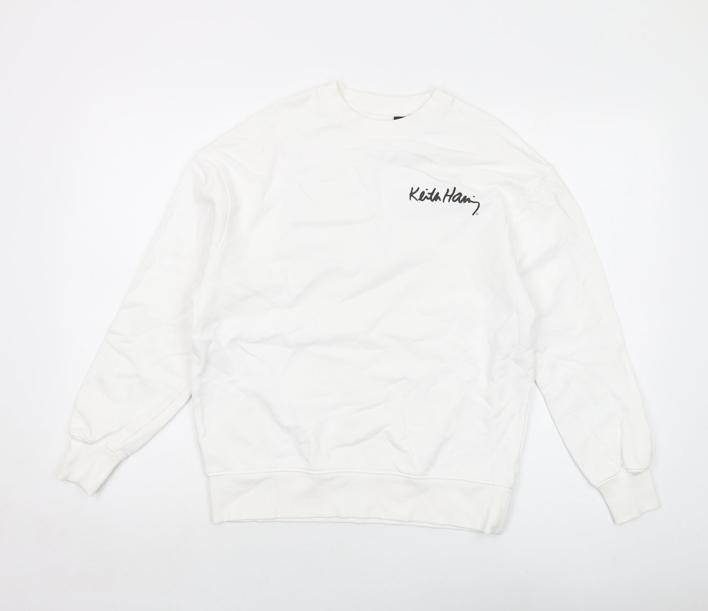 Keith Haring Girls White Cotton Pullover Sweatshirt Size 11-12 Years Pullover
