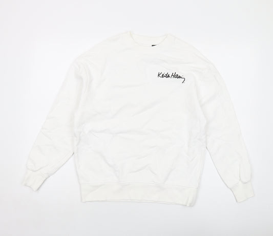 Keith Haring Girls White Cotton Pullover Sweatshirt Size 11-12 Years Pullover
