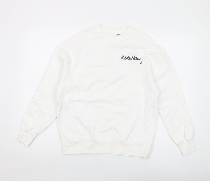 Keith Haring Girls White Cotton Pullover Sweatshirt Size 11-12 Years Pullover