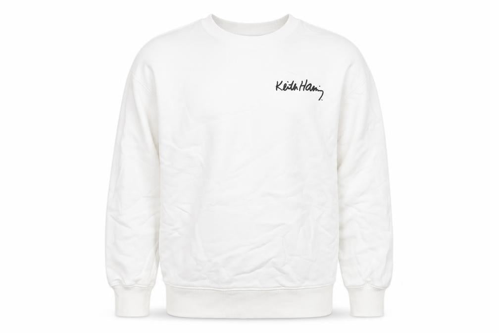 Keith Haring Girls White Cotton Pullover Sweatshirt Size 11-12 Years Pullover