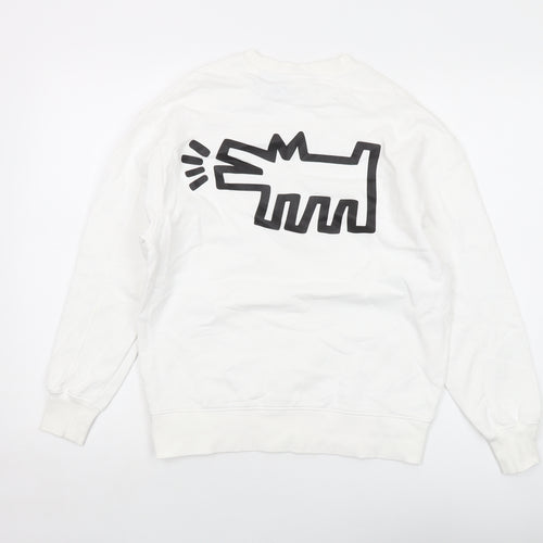Keith Haring Girls White Cotton Pullover Sweatshirt Size 11-12 Years Pullover
