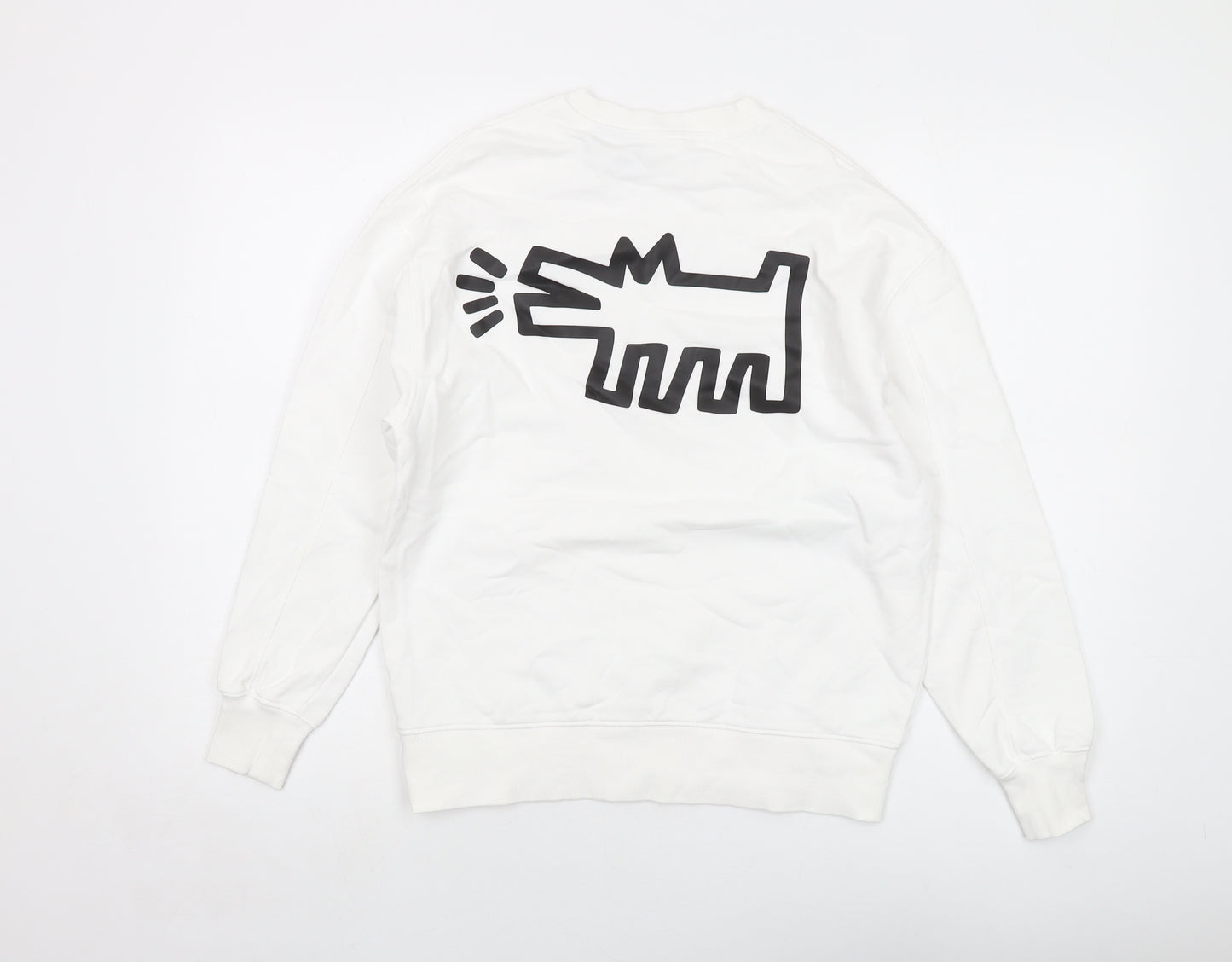 Keith Haring Girls White Cotton Pullover Sweatshirt Size 11-12 Years Pullover