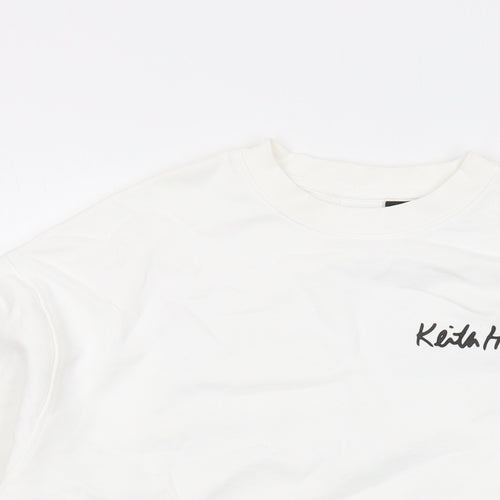 Keith Haring Girls White Cotton Pullover Sweatshirt Size 11-12 Years Pullover
