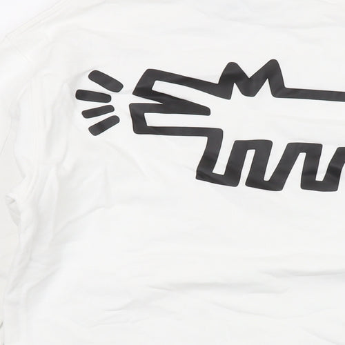 Keith Haring Girls White Cotton Pullover Sweatshirt Size 11-12 Years Pullover