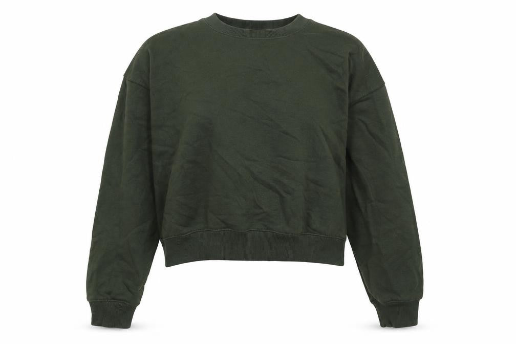 Front view of New Look women’s green cotton pullover sweatshirt, size S, pullover