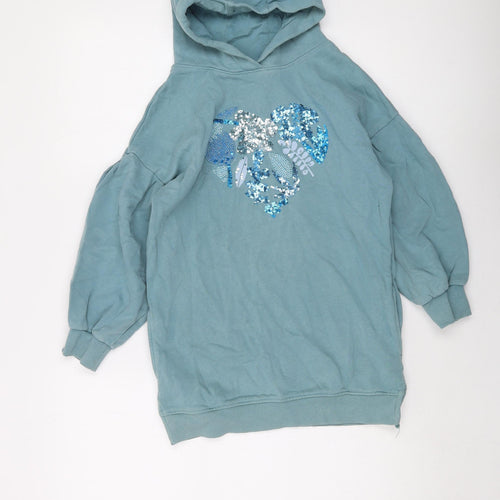 NEXT Girls Green Cotton Pullover Hoodie Size 9 Years Pullover