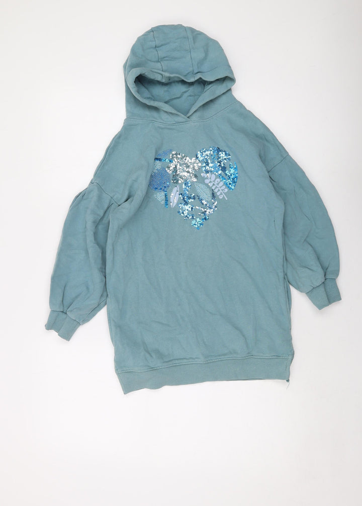 NEXT Girls Green Cotton Pullover Hoodie Size 9 Years Pullover