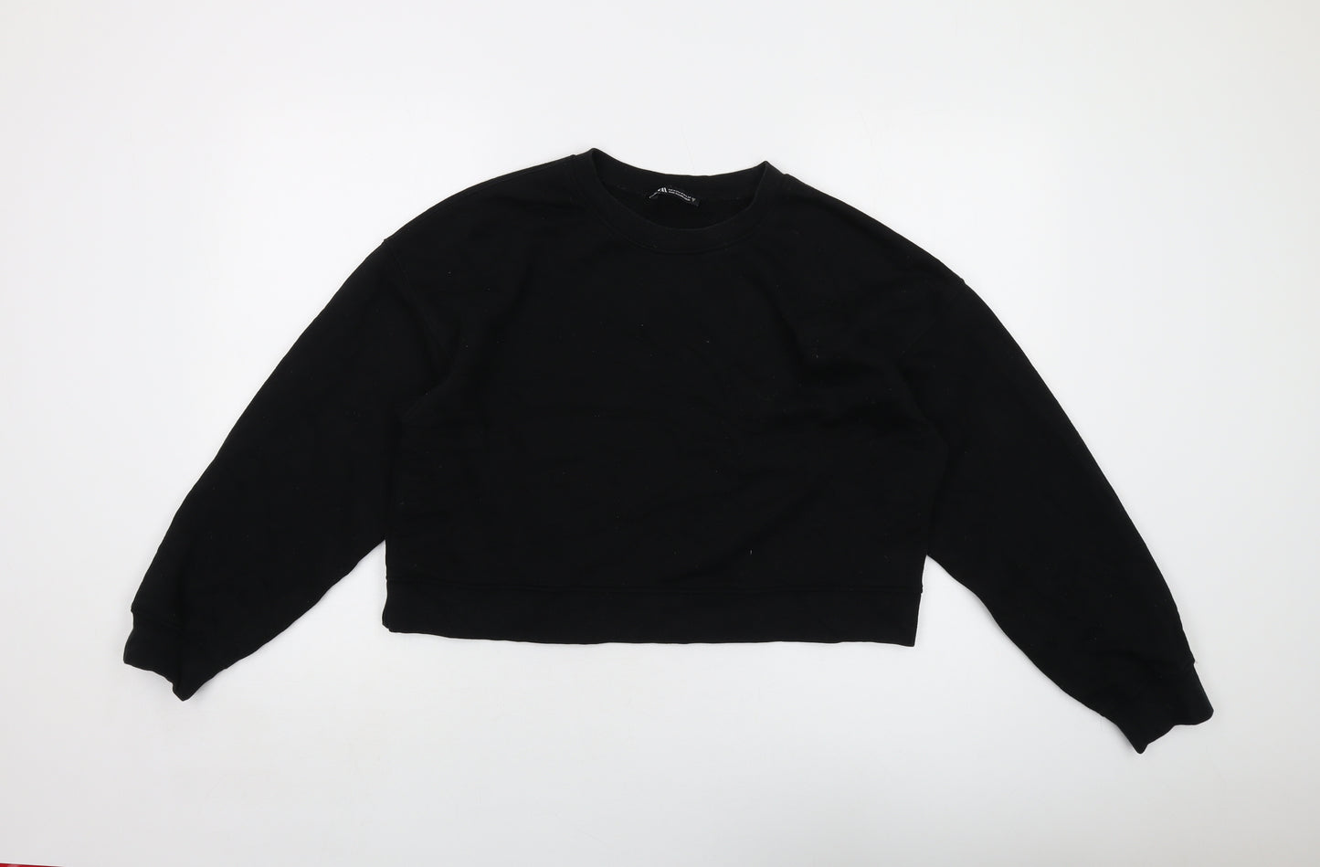 Zara Womens Black Cotton Pullover Sweatshirt Size M Pullover