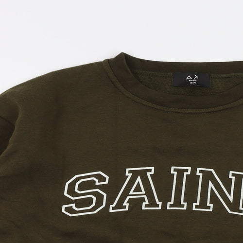 AX Paris Mens Green Cotton Pullover Sweatshirt Size S