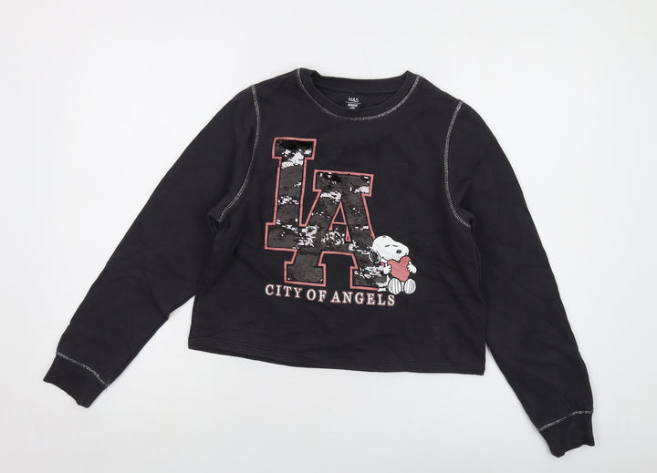 Peanuts Girls Grey Cotton Pullover Sweatshirt Size 12-13 Years Pullover