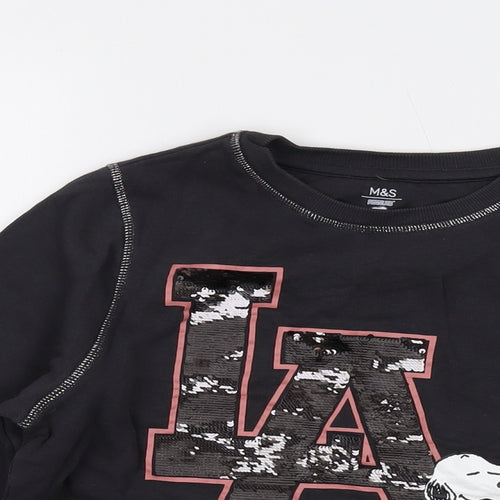 Peanuts Girls Grey Cotton Pullover Sweatshirt Size 12-13 Years Pullover