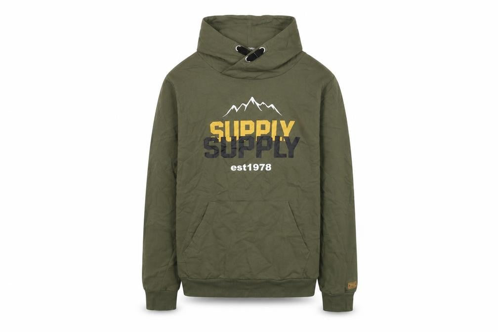 Front view of KappAhl boys’ green cotton pullover sweatshirt, size 14-15, years pullover
