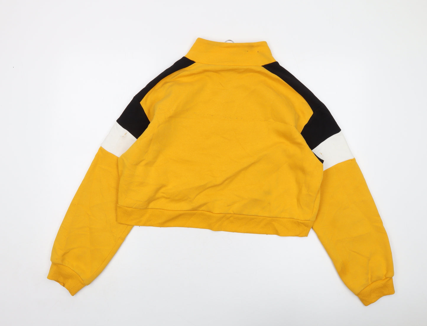 H&, Womens Yellow Cotton Pullover Sweatshirt Size M Zip