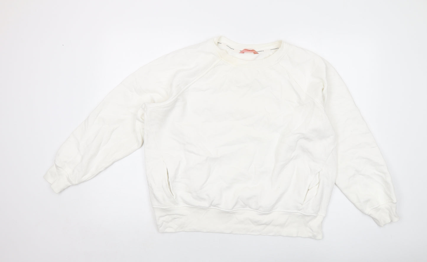 GOODMOVE Womens White Cotton Pullover Sweatshirt Size 16 Pullover