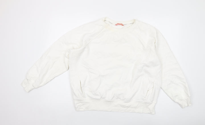 GOODMOVE Womens White Cotton Pullover Sweatshirt Size 16 Pullover