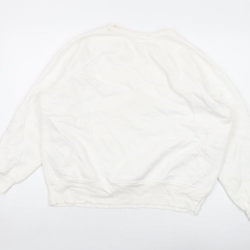 GOODMOVE Womens White Cotton Pullover Sweatshirt Size 16 Pullover