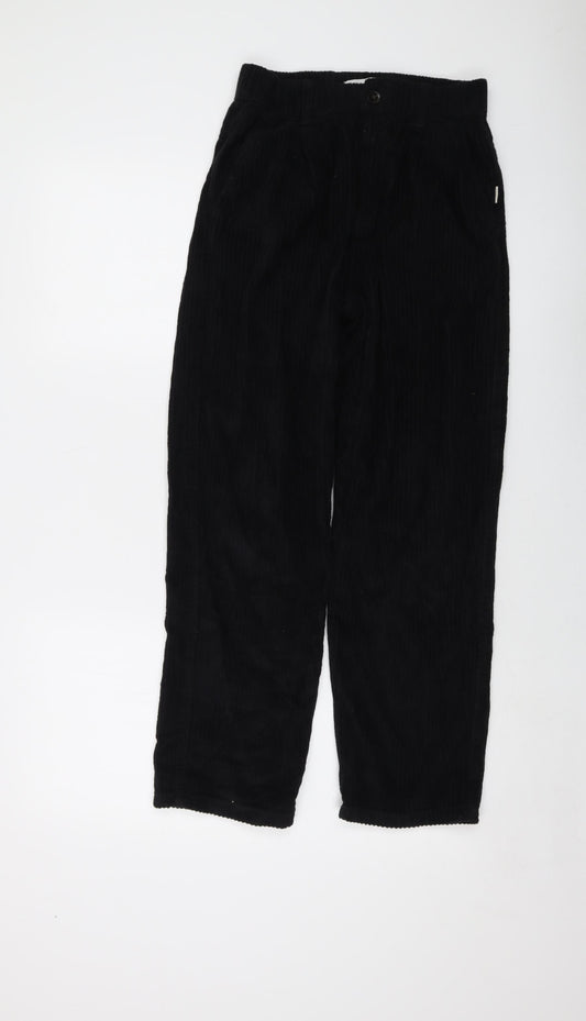 Zra Girls Black Cotton Carrot Trousers Size 13-14 Years Regular Button
