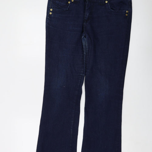 Dorothy Perkins Womens Blue Cotton Bootcut Jeans Size 14 L31 in Regular Button