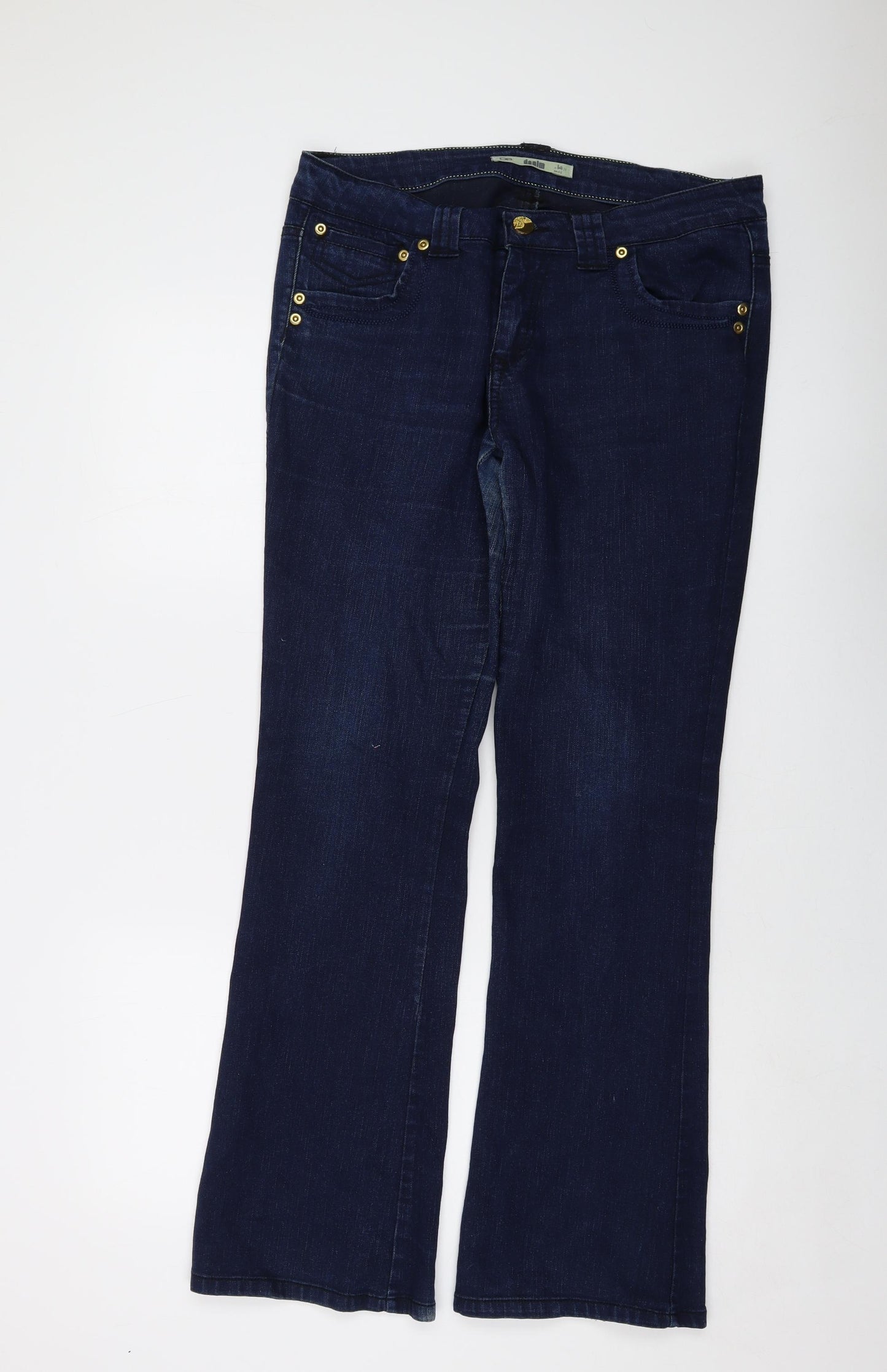 Dorothy Perkins Womens Blue Cotton Bootcut Jeans Size 14 L31 in Regular Button