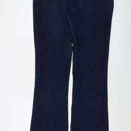 Dorothy Perkins Womens Blue Cotton Bootcut Jeans Size 14 L31 in Regular Button