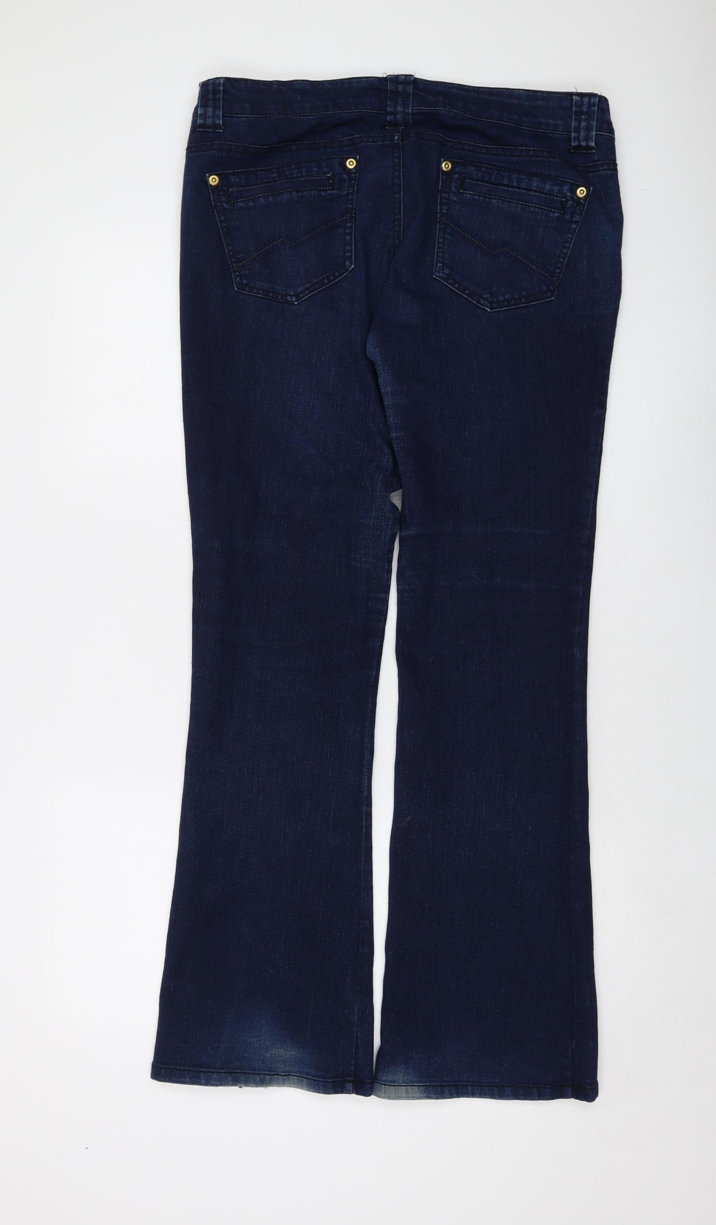 Dorothy Perkins Womens Blue Cotton Bootcut Jeans Size 14 L31 in Regular Button