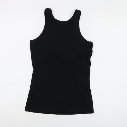 Marks and Spencer Womens Black Cotton Basic Tank Size 14 Round Neck